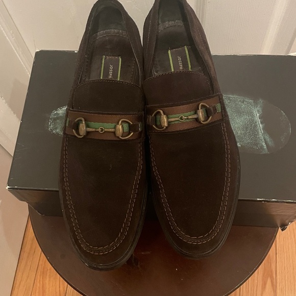 JOSEPH ABBOUD LOAFERS size 10 DARK BROWN with Green Accents - Picture 5 of 5